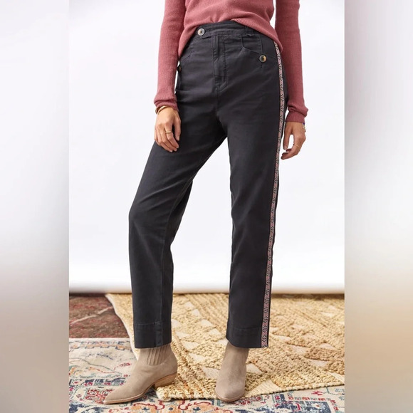 Anthropologie Boho Aztec Tapestry Tapered Side Stripe Pants High Waisted - Picture 15 of 15